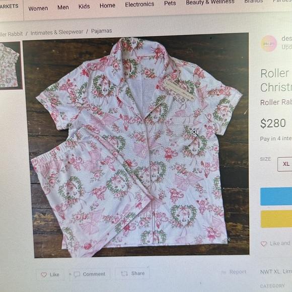Roller Rabbit -Love Shack Fancy Collab-2024 Christmas Pajamas-Size- Medium - Picture 3 of 3